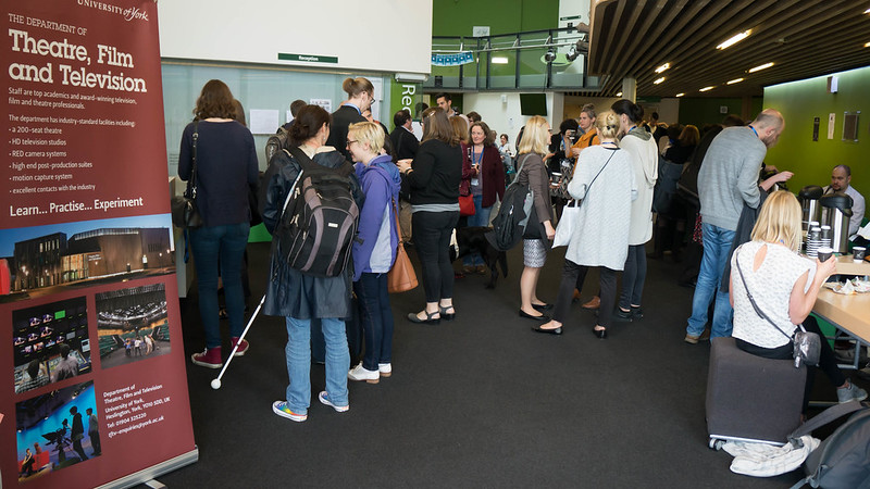 Attendees in the department's hallway